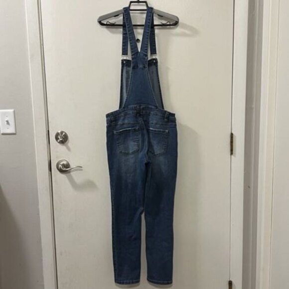 Eighty Two Womens Juniors Denim Overalls Distressed Blue Medium Wash Size 03 - Picture 3 of 12